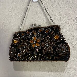 OH Ashley Vintage Hand Beaded Mini Bag With Chain Strap